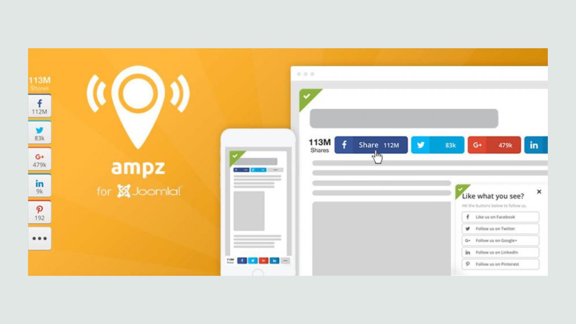 AMPZ Social Sharing 5.2 - Joomla Extension