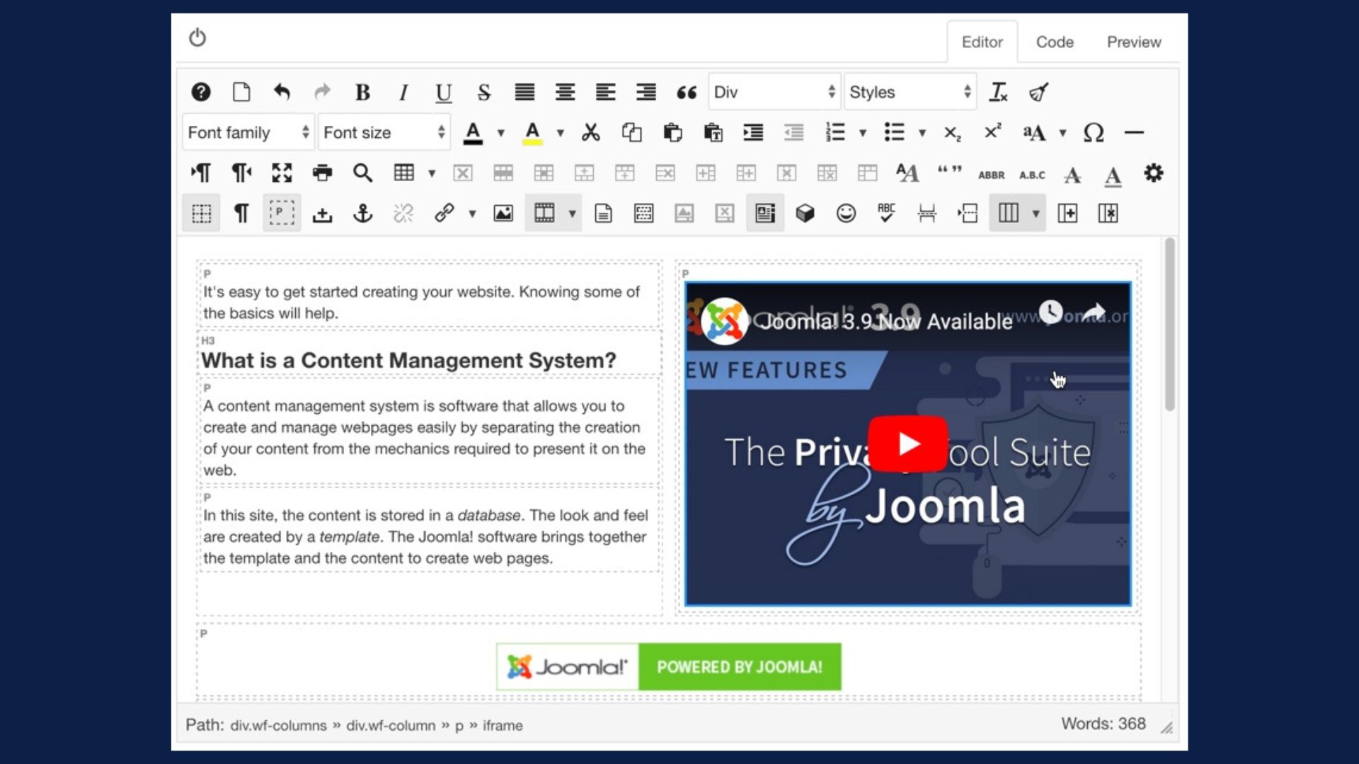 JCE Editor 2.9.83 Screenshot