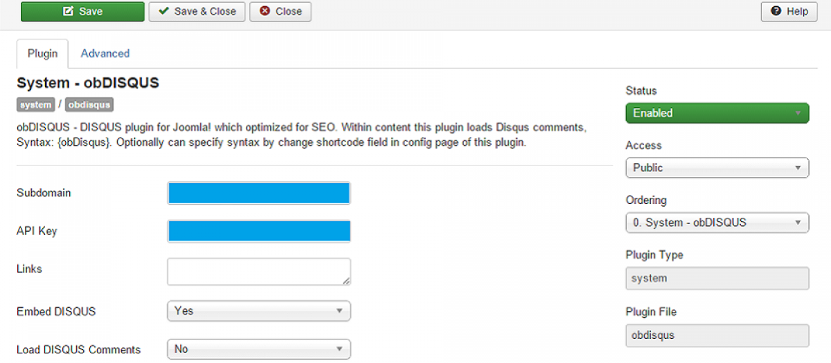 OB Disqus Integration - Joomla Extension