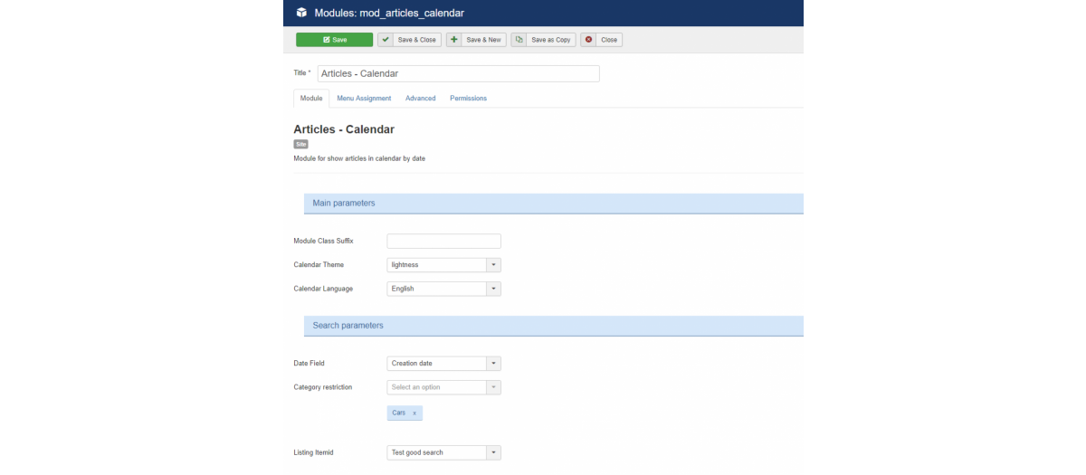Articles Calendar Joomla Extension