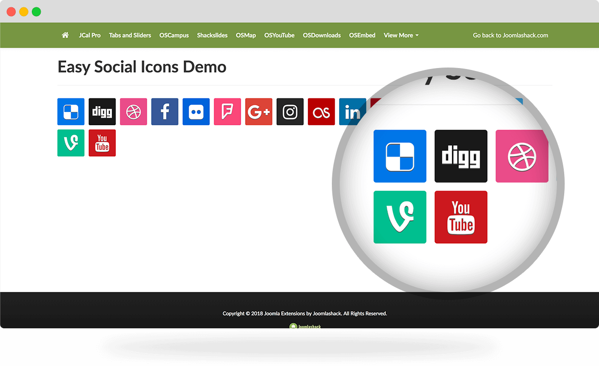 Easy Social Icons Joomla Extension