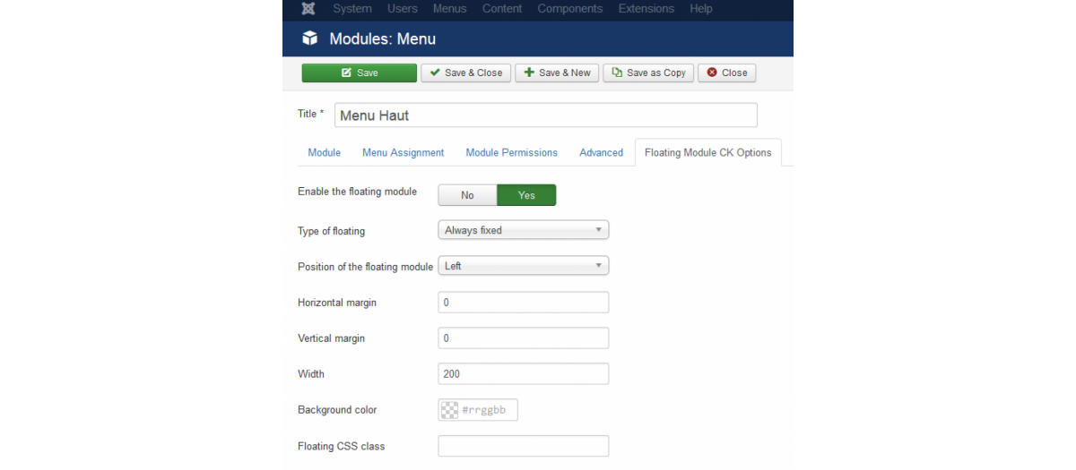 Floating Module Ck Joomla Extension