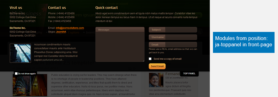 JA Top Panel - Joomla Extension