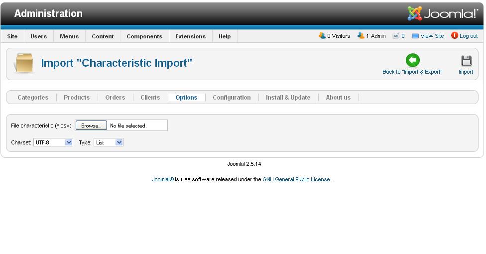 Characteristic Import for JoomShopping - Joomla Extension