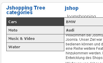 JoomShopping Modules Category Tree - Horizontal - Vertical menu