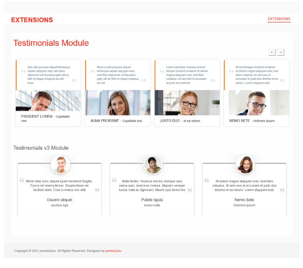 JU Testimonials - Joomla Extension