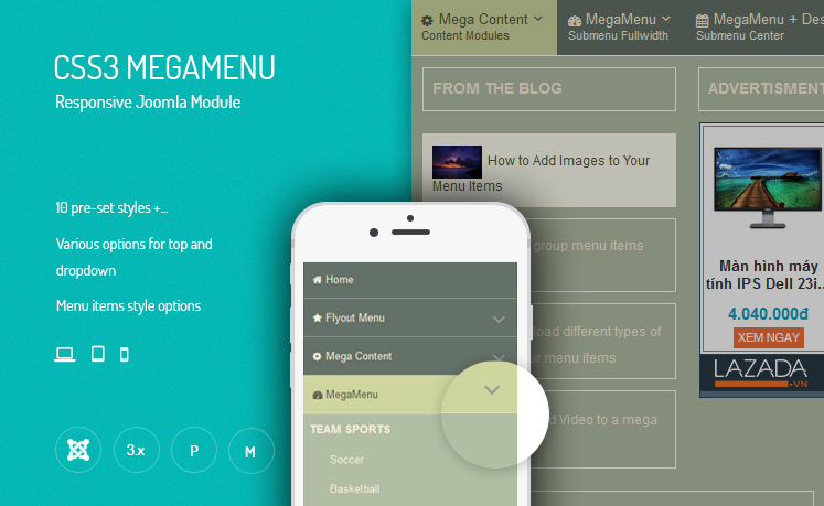 JUX CSS3 Mega Menu - Joomla Extension