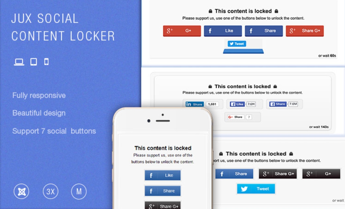 JUX Social Locker - Joomla Extension
