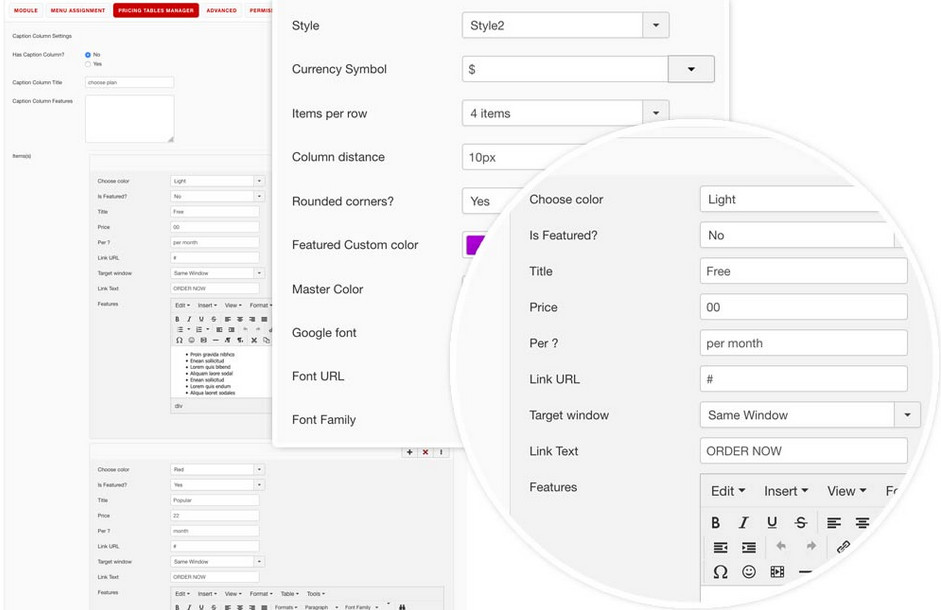 MX PricingTables - Joomla Extension