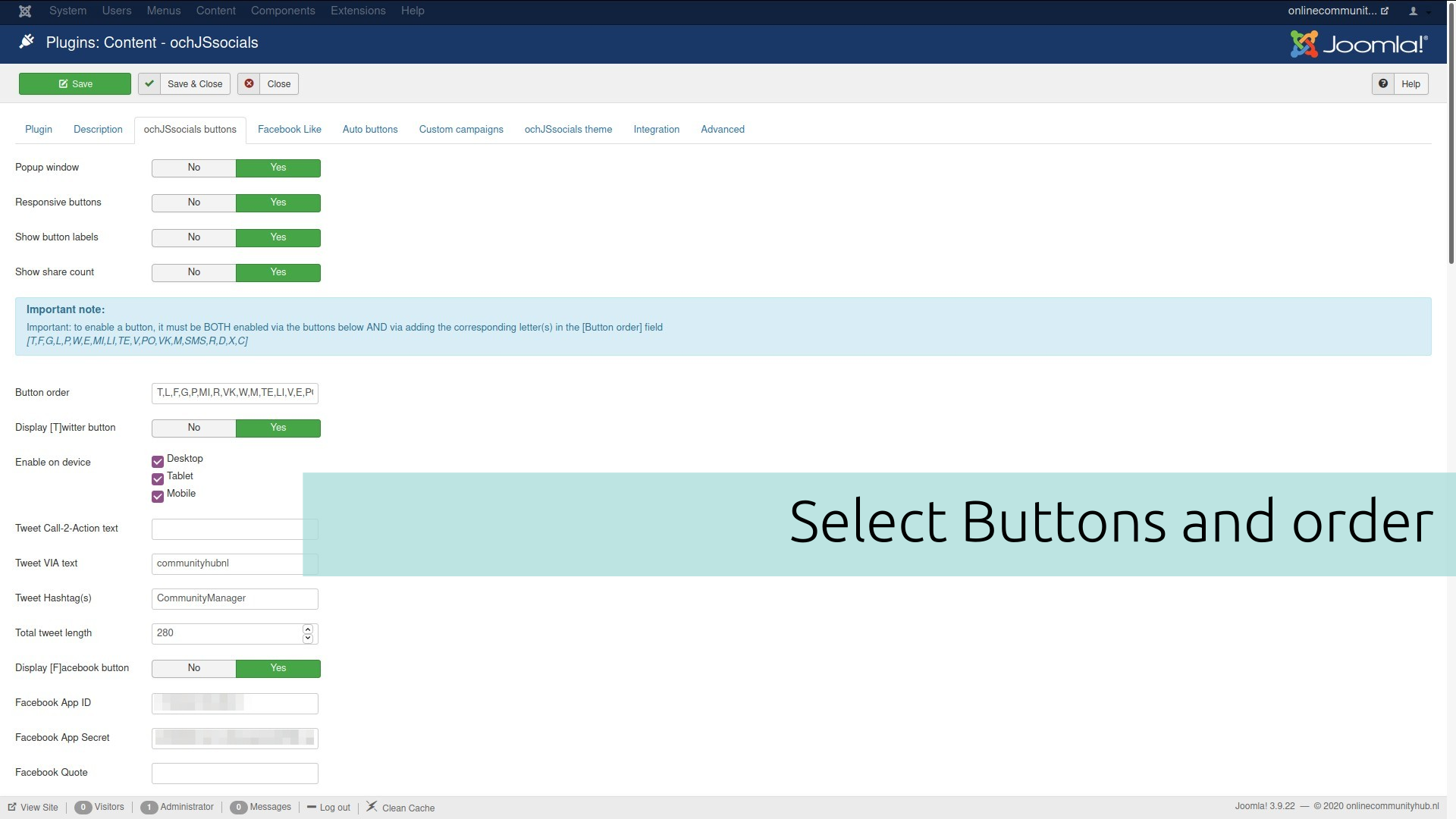 OCH JS Socials - Joomla Extension