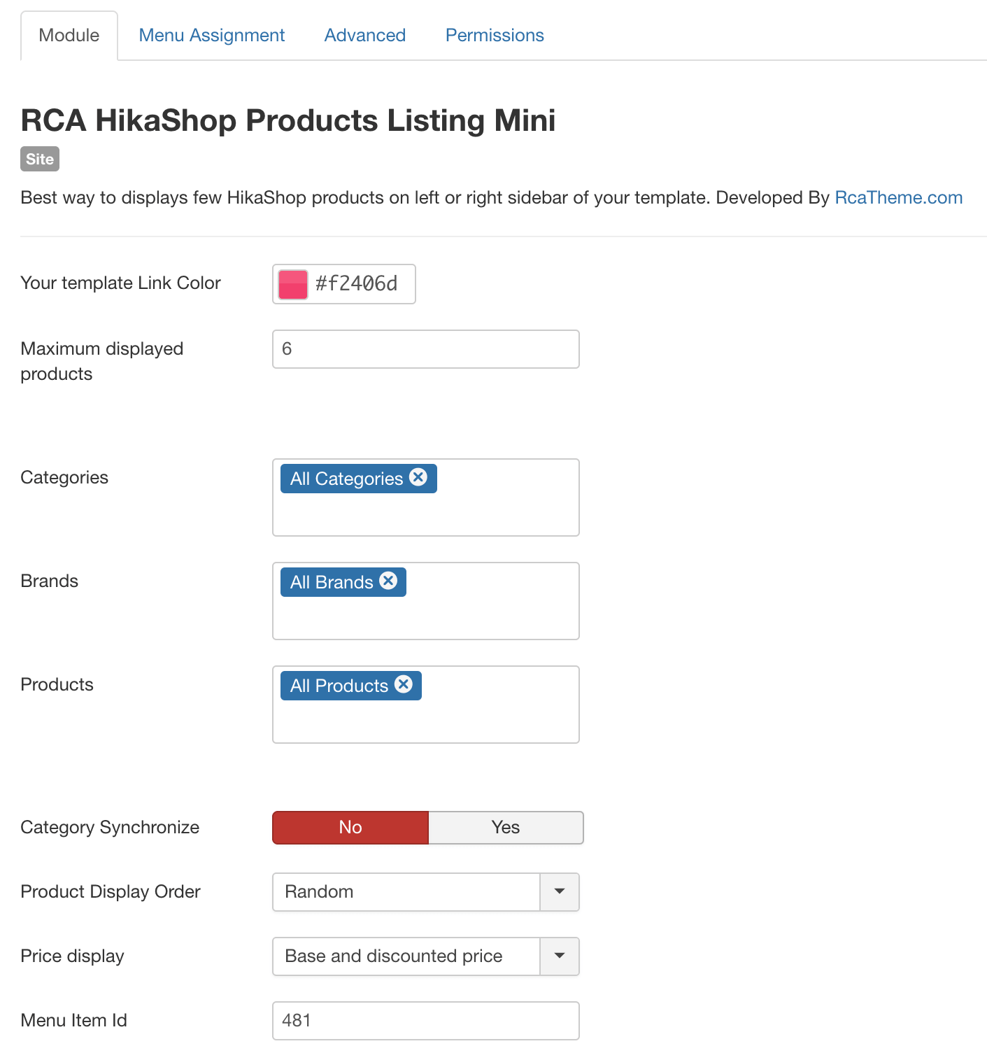 Rca Products Listing Mini For Hikashop Joomla Extension