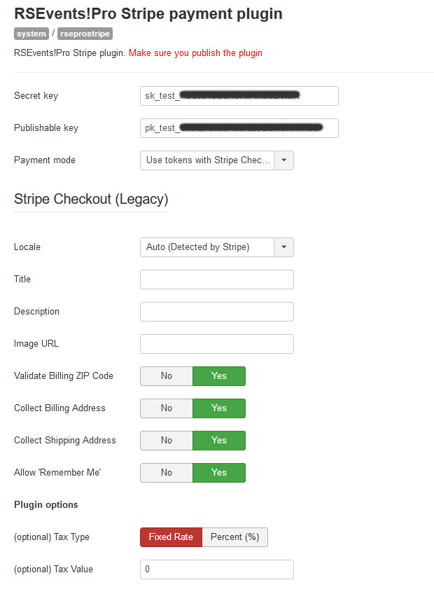 RSEvents!Pro Stripe Payment Plugin - Joomla Extension