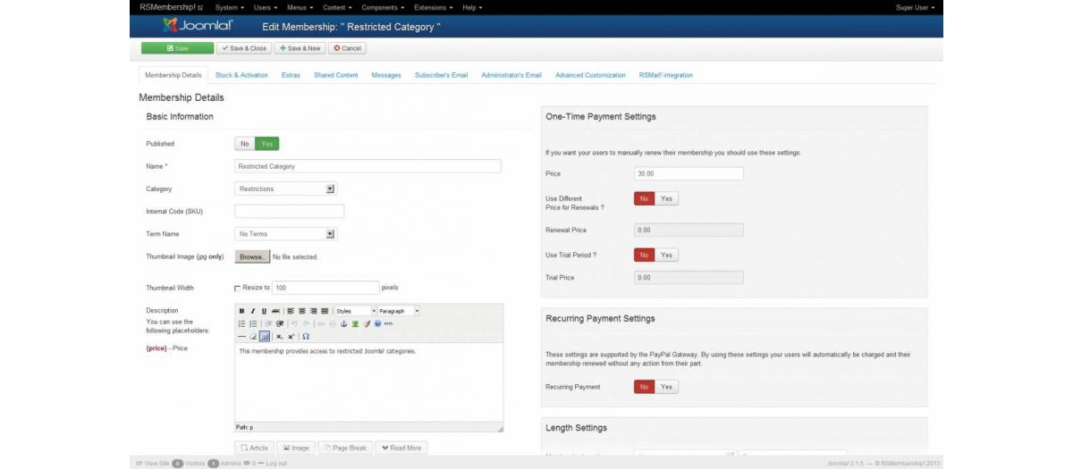 RSMembership! iDEAL Payment Plugin - Joomla Extension