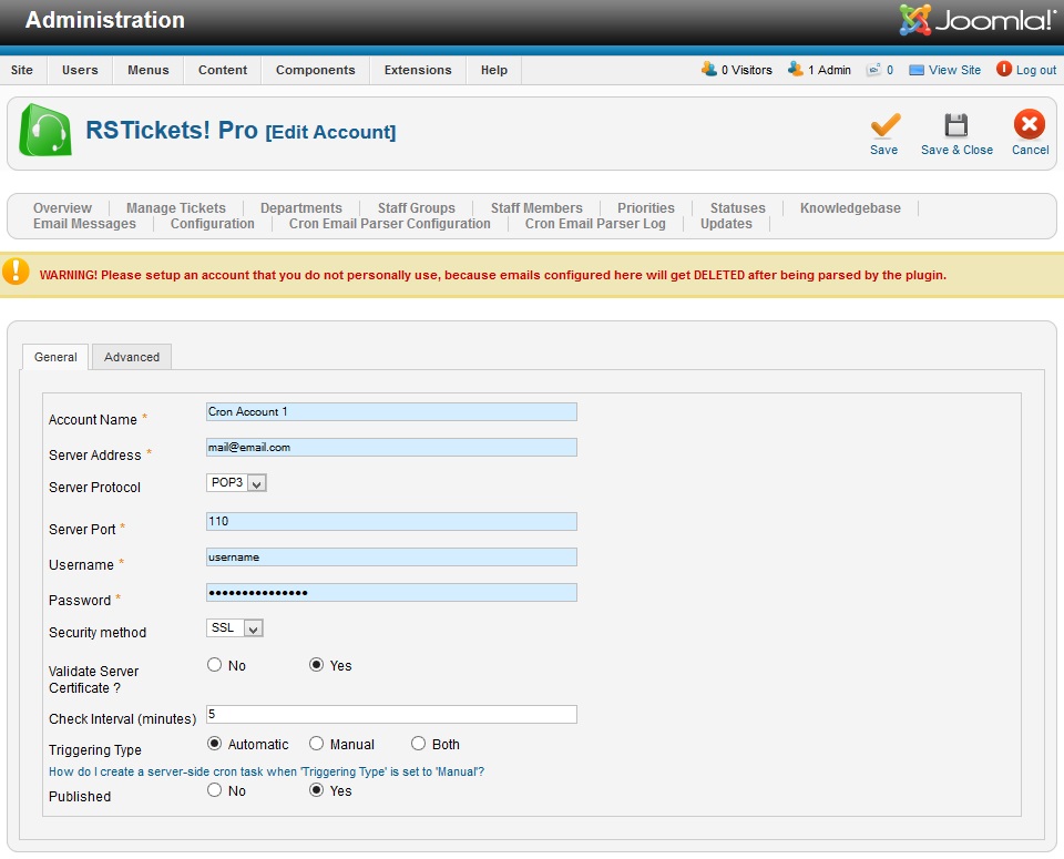 RSTickets!Pro Cron Plugin - Joomla Extension