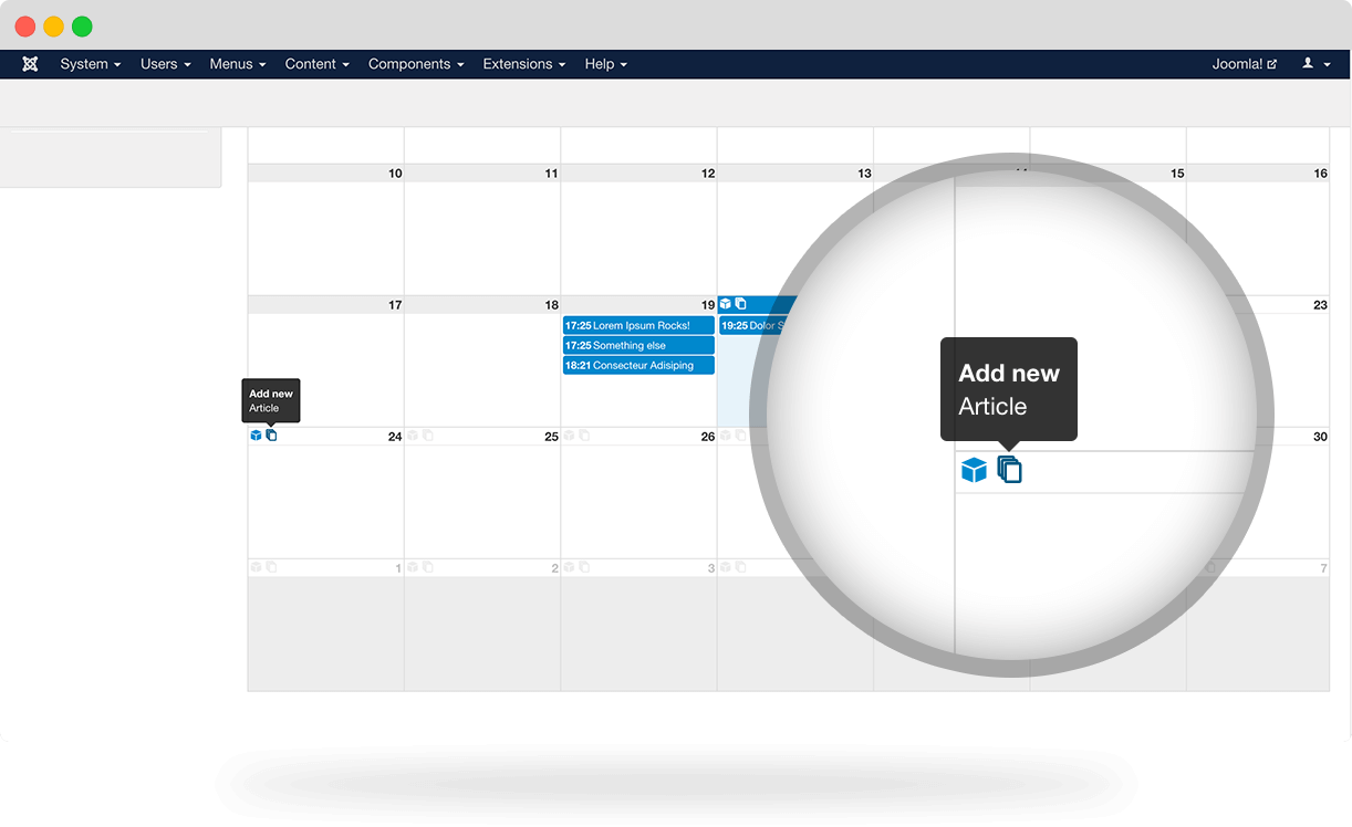 Shack Editorial Calendar Joomla Extension