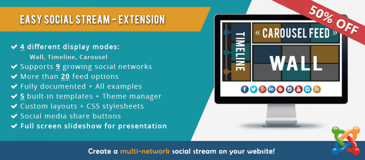 Simple Social Media Stream Joomla Extension