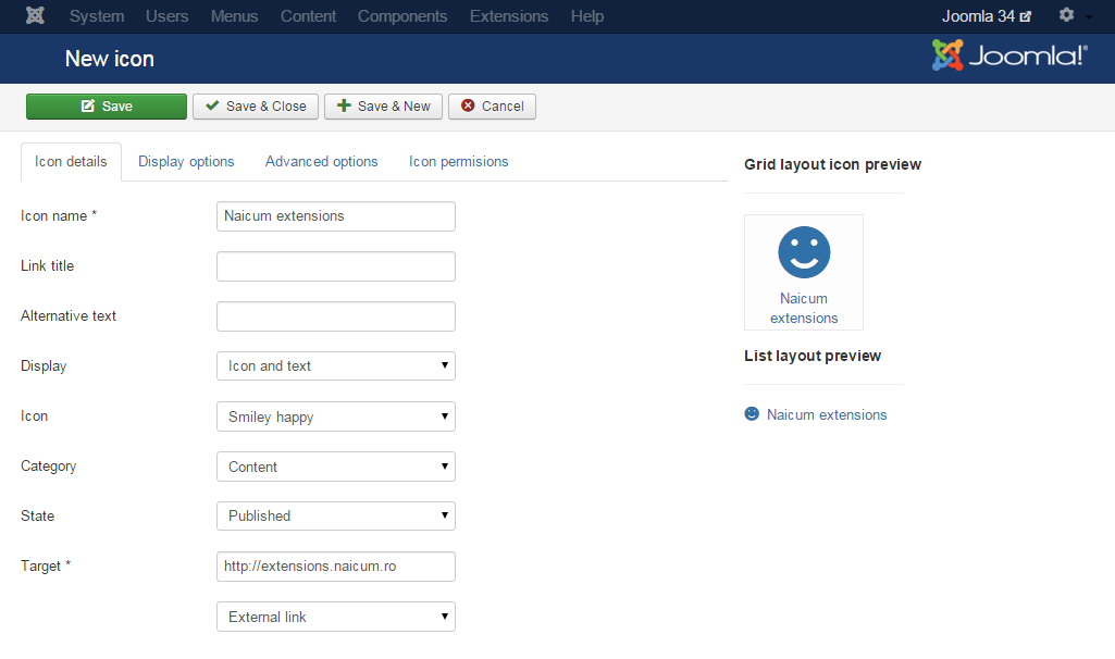 Smarticons Joomla Extension
