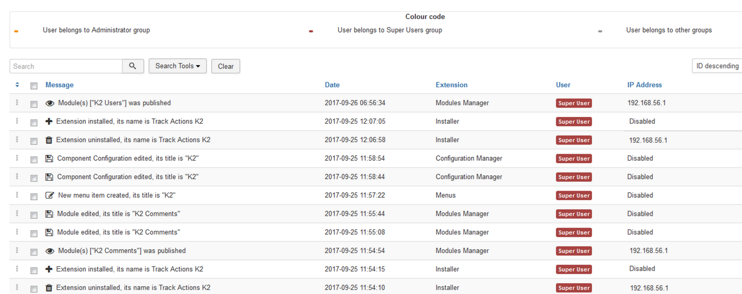 Track Actions Joomla Extension