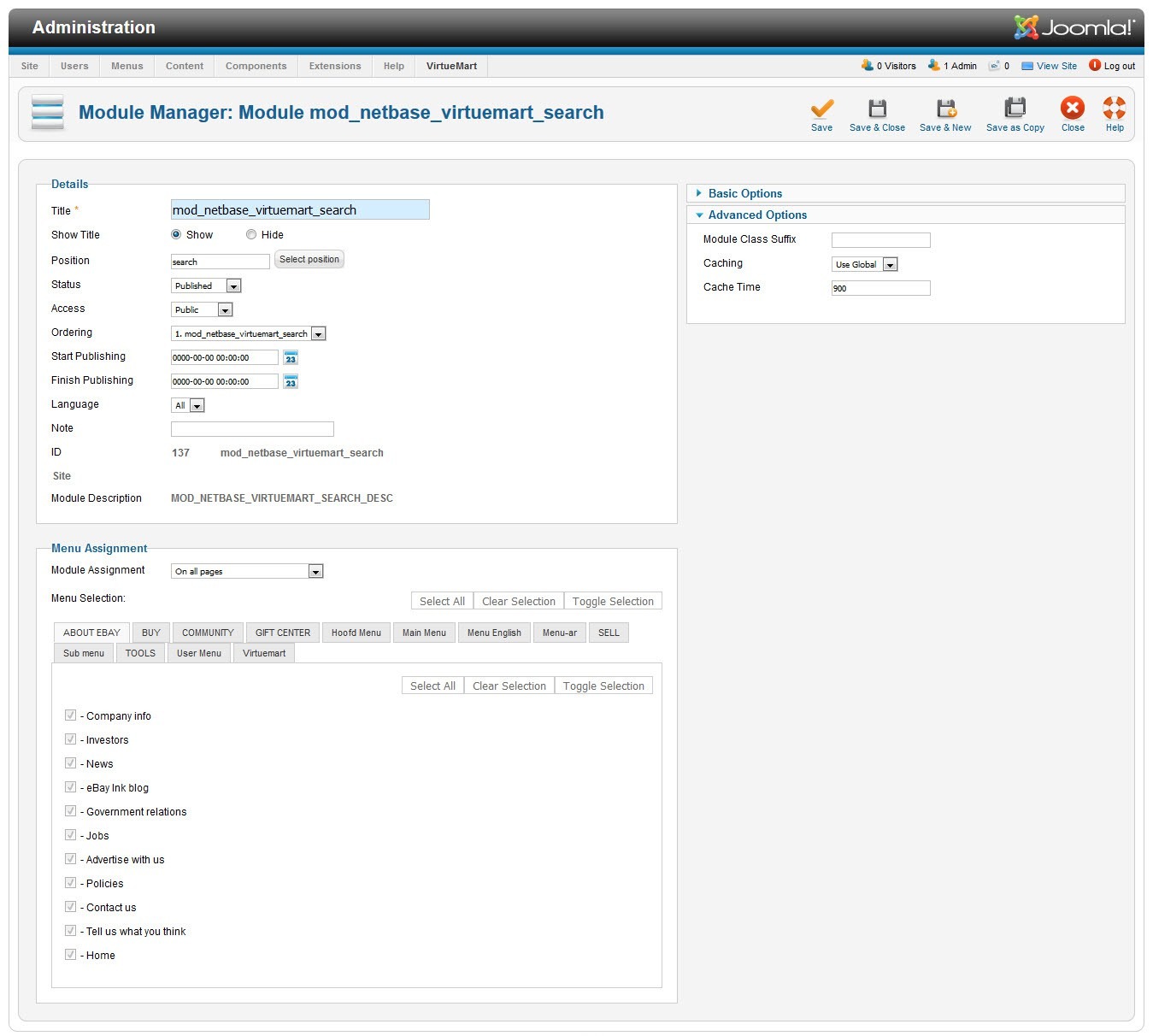 VM NB eBay Search - Joomla Extension