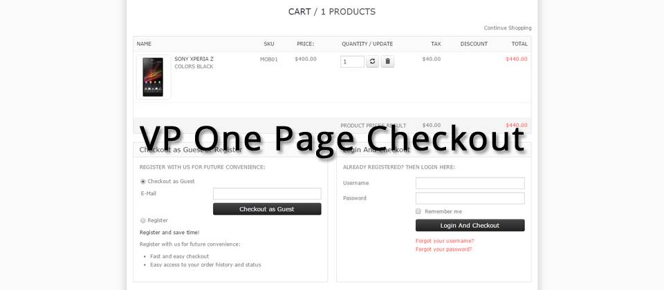 VP One Page Checkout - Joomla Extension