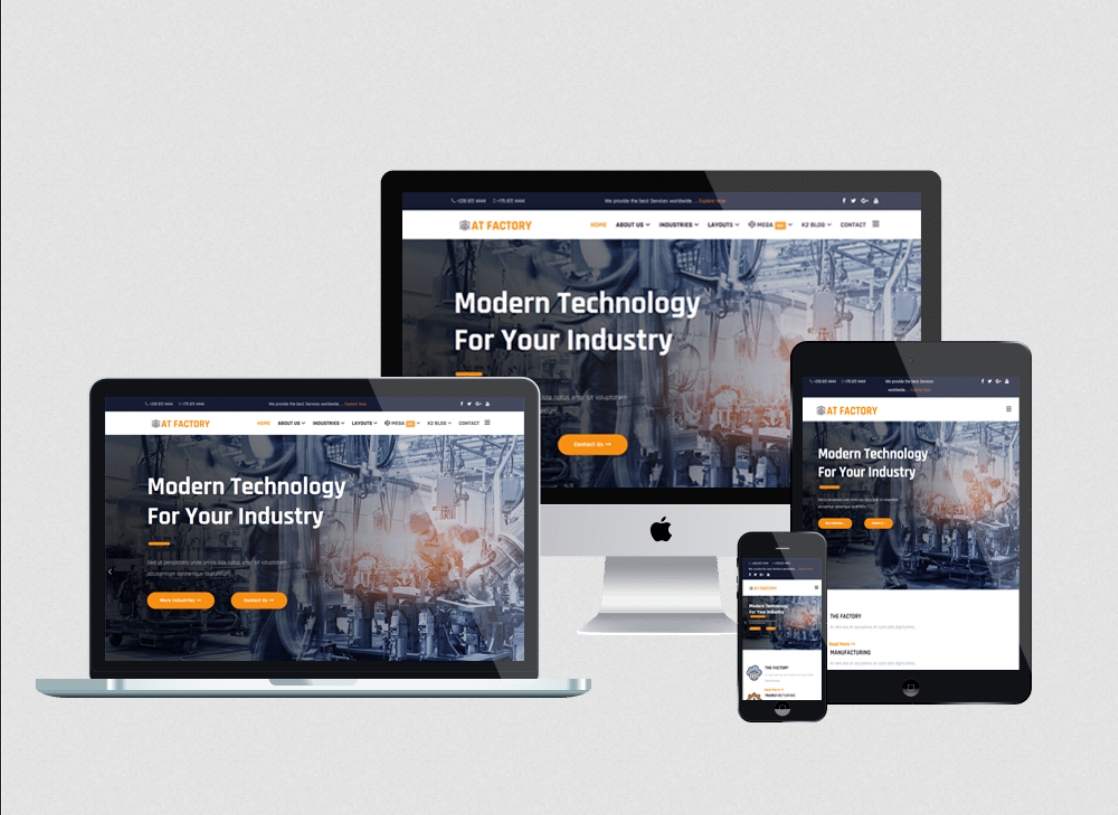 At Factory Onepage - Professional Single Page Industrial Joomla Template