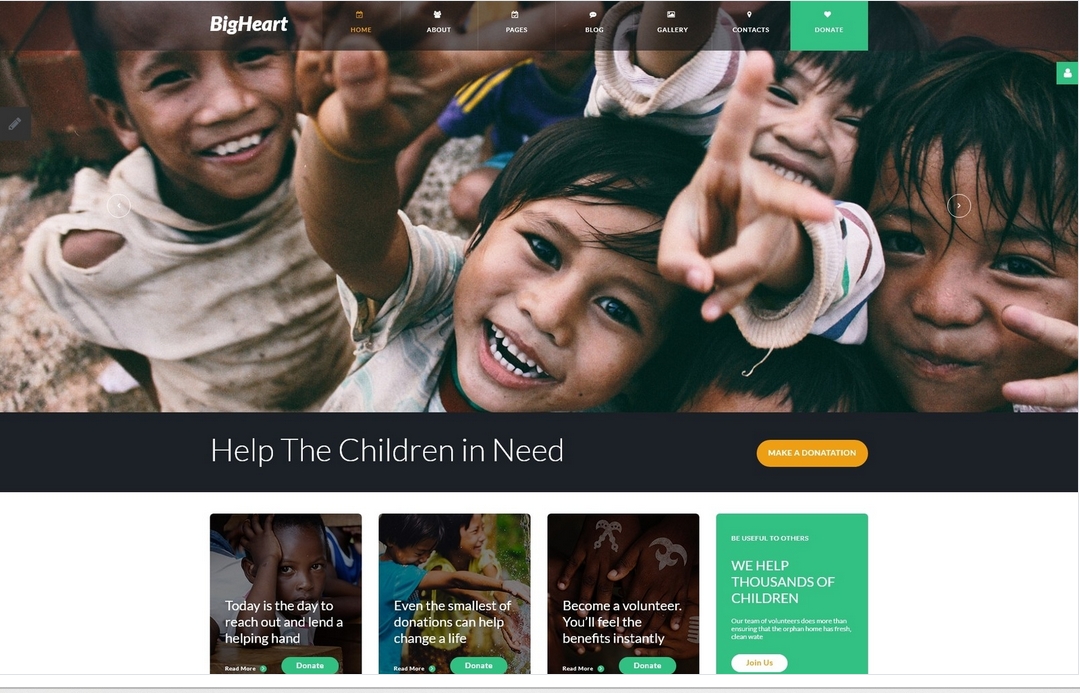 Bigheart - Charity Sticky Menu Light Joomla Template