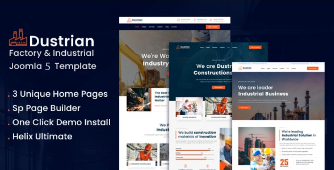 Dustrian - Joomla 5 Factory & Industrial Template