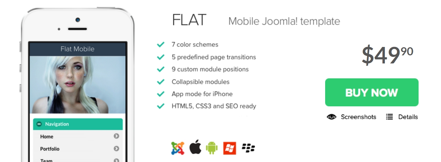 Flat - Mobile Joomla Template
