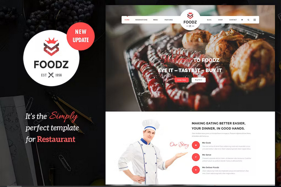 Foodz - Restaurant, Spa & Salon Joomla 4 Template