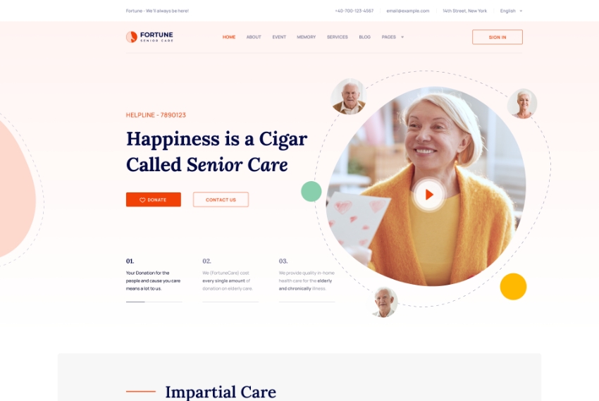 Fortune Elderly Care And Old Age Home Template For Joomla