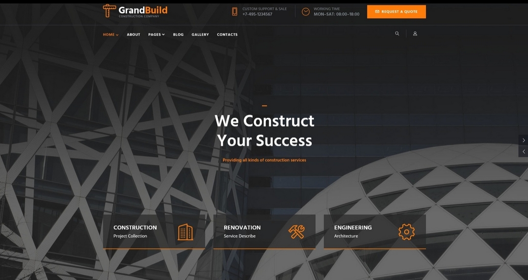 Grandbuild - Construction Company Flat Professional Joomla Template