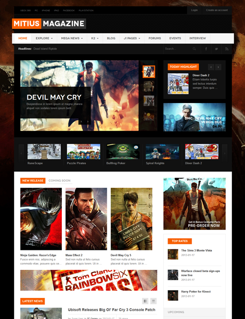 Joomlart Mitius - Joomla Template For Gaming