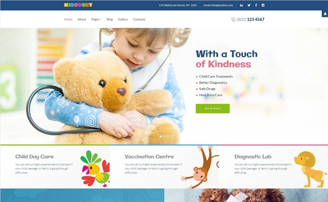 Kidsonet - Responsive Kids Medical Clinic Joomla Template