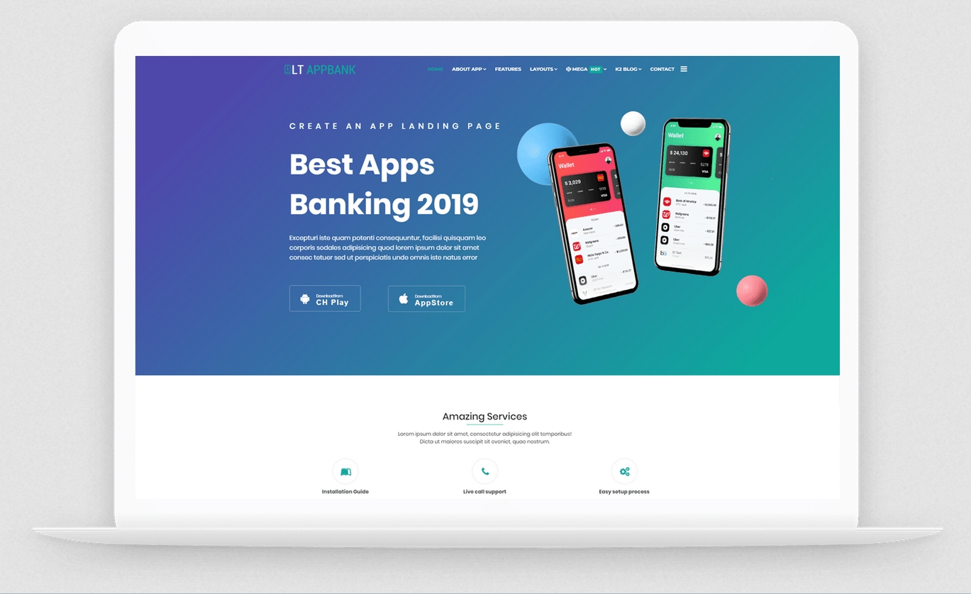 Lttheme Appbank Onepage - Single Page Joomla App Template