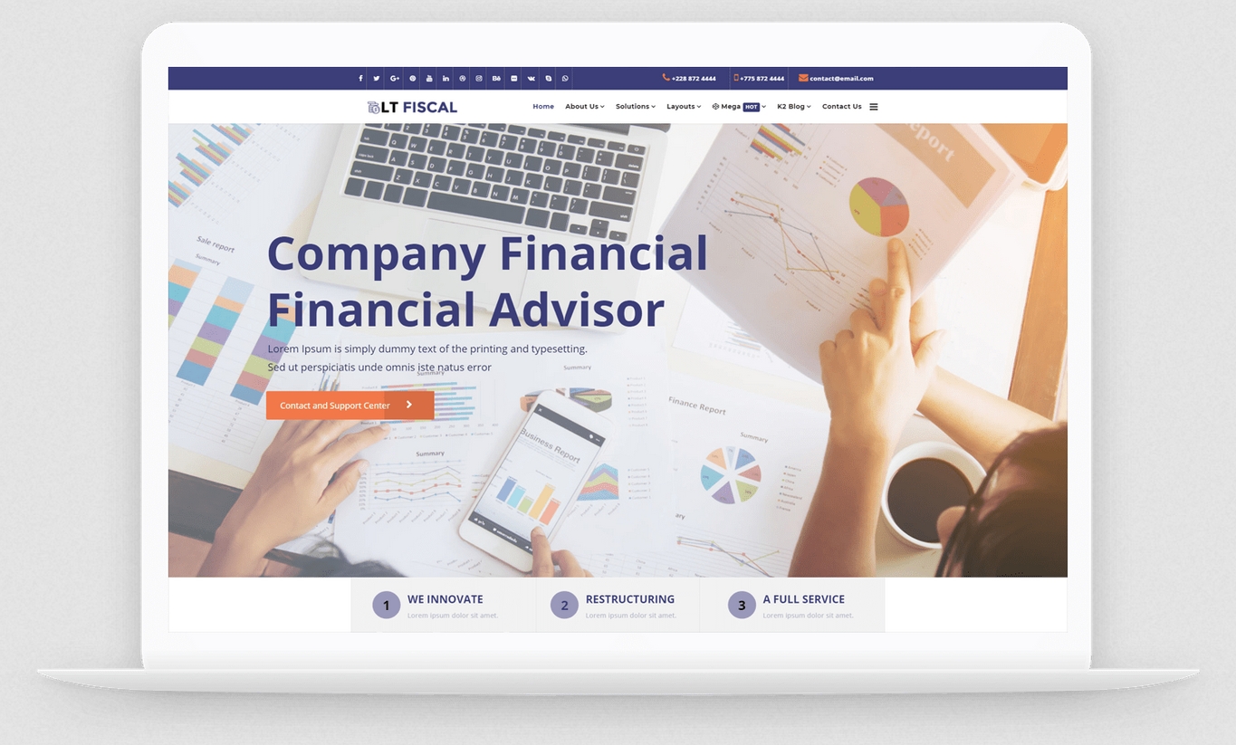 Lttheme Fiscal Onepage - Single Page Joomla Finance Template
