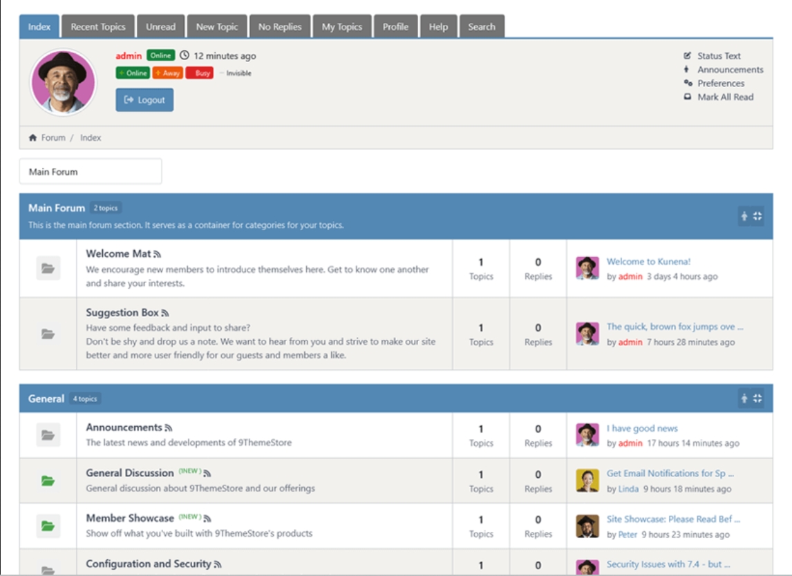 Nts - 9themestore - Kbee - A Professional Forum Template For Kunena