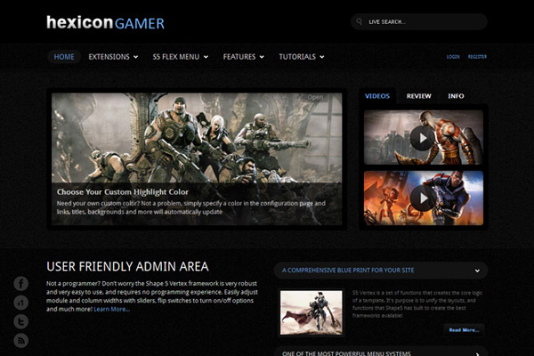 Shape5 Hexicon Gamer - Joomla Template