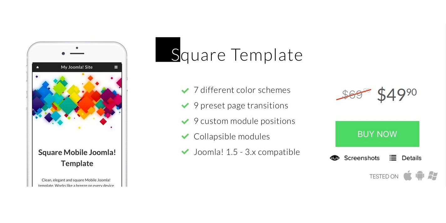 Square Mobile Joomla! Template