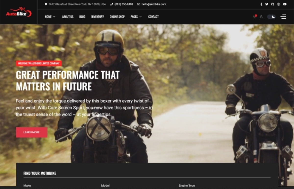 Templaza Autobike - Motor Store & Bike Rental Services Joomla Template