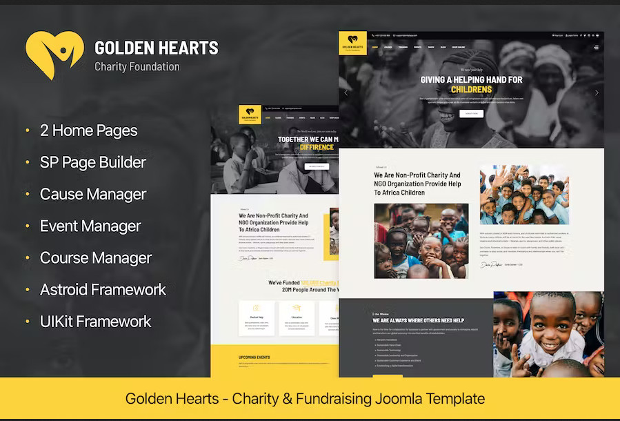 Templaza Golden Hearts - Fundraising & Charity Joomla 4 Template