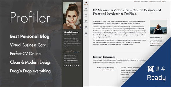 Templaza Profiler - Personal Blog Joomla 4 Template