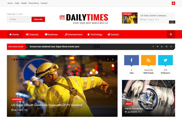 Theme Forest Dailytimes - Joomla Template