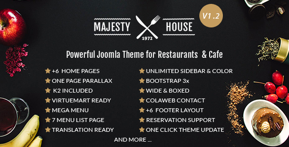 Theme Forest Majesty Multi-cuisine - Joomla Templatesplaza