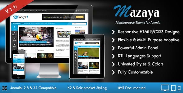 Theme Forest Mazaya - Joomla Template