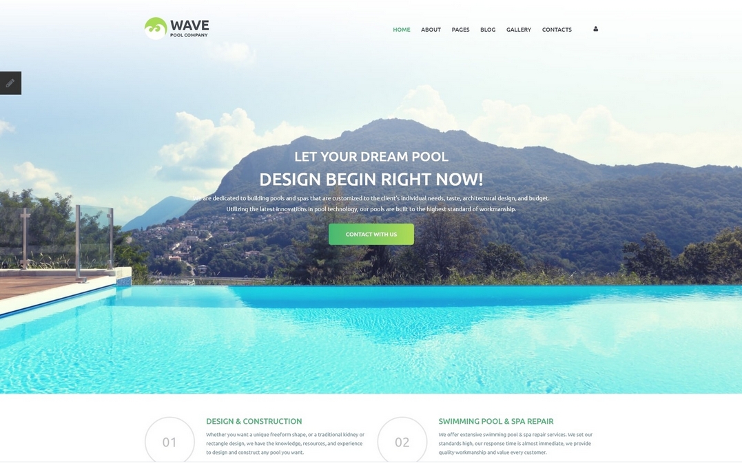 Wave - Fancy Swimming Pool Engineering Company Joomla Template
