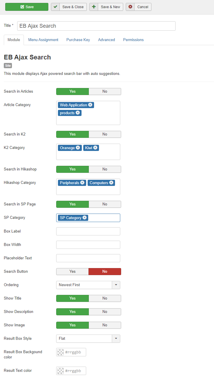 Eb Ajax Search - Joomla Extension