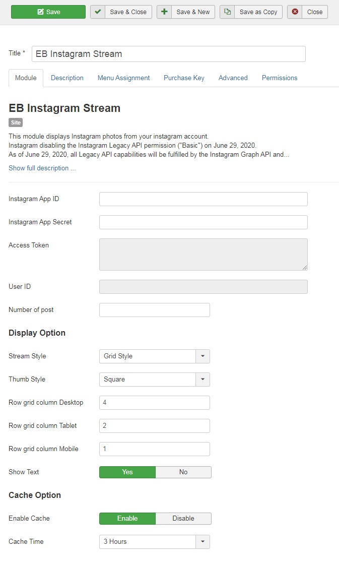 Eb Instagram Stream - Joomla Extension