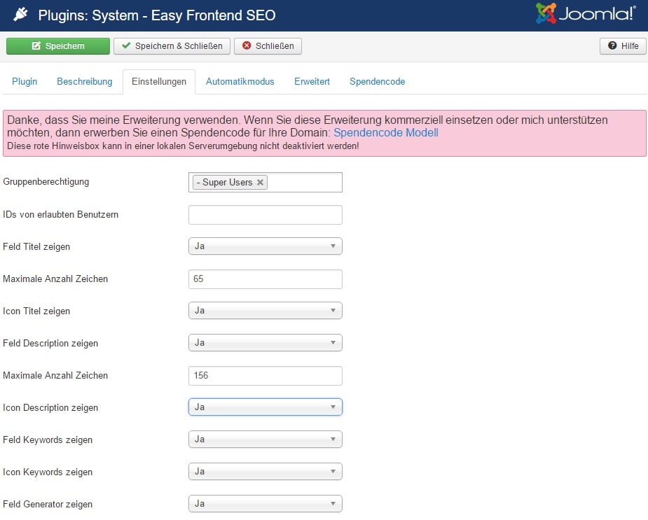 Efseo - Easy Frontend Seo Pro - Joomla Extension
