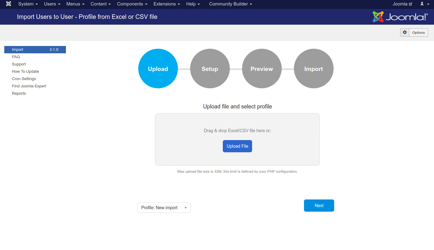 Import Users From Excel Or Csv File - Joomla Extension