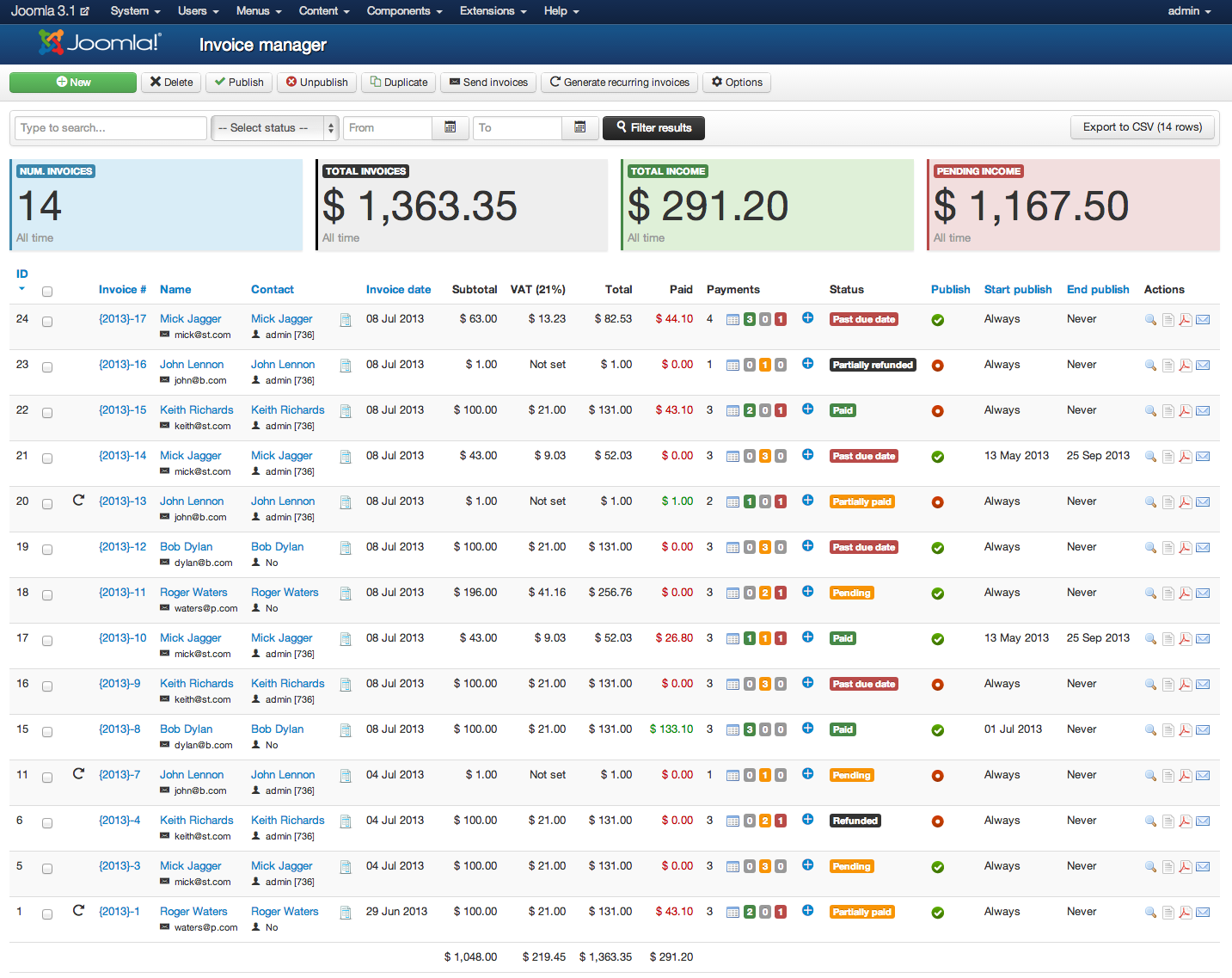 Invoice Manager - Joomla Extension